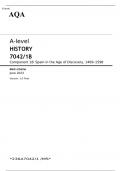 AQA A-level HISTORY 7042/1B Component 1B JUNE 2023 MARK SCHEME: Spain in the Age of Discovery, 1469–1598