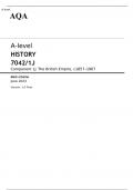 AQA A-level HISTORY 7042/1J Component 1J JUNE 2023 MARK SCHEME: The British Empire, c1857–1967