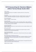   C213 Accounting for Decision Makers (VAC2 Terms) Study Guide 2023