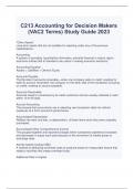   C213 Accounting for Decision Makers &lpar;VAC2 Terms&rpar; Study Guide 2023