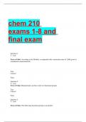 CHEM 210 Biochemistry Exams 1-8 and Final Exam. 