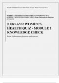 WALDEN UNIVERSITY WOMEN’S HEALTH NURS 6552 QUIZ - MODULE 1 KNOWLEDGE CHECK 2023 (Exam Elaborations Questions  & Answers) Latest Verified Review 2023 Practice Questions and Answers for Exam Preparation, 100% Correct with Explanations, Highly Recommended, D