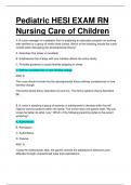 PEDIATRIC HESI RN NURSING CARE OF CHILDREN. QUESTIONS WITH 100% CORRECT ANSWERS.