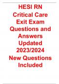 HESI RN  Critical Care Exit Exam Questions and Answers Updated 2023/2024  New Questions Included