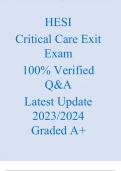 HESI  Critical Care Exit Exam  100% Verified Q&A  Latest Update 2023/2024 Graded A+
