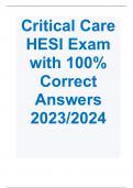 Critical Care HESI Exam with 100% Correct Answers 2023/2024