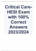 HESI Critical Care Exam with 100% Correct Answers 2023/2024