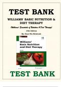 TEST BANK WILLIAMS' BASIC NUTRITION &  DIET THERAPY  (Williams' Essentials of Nutrition & Diet Therapy)  15th Edition By: Staci Nix McIntosh Latest Verified Review 2023 Practice Questions and Answers for Exam Preparation, 100% Correct with Explanations,