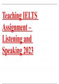 Teaching IELTS Assignment – Listening and Speaking 2023. 