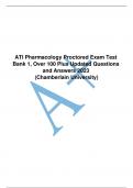 ATI Pharmacology Proctored Exam Test Bank 1, Over 100 Plus Updated Questions and Answers 2023 (Chamberlain University)
