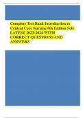 Complete Test Bank Introduction to Critical Care Nursing 8th Edition Sole Questions & Answers with rationales &lpar;Chapter 1-21&rpar;