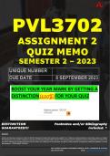 PVL3702 ASSIGNMENT 2 QUIZ MEMO - SEMESTER 2 - 2023 - UNISA - DUE DATE: - 8 SEPTEMBER 2023 (100% PASS - GUARANTEED)