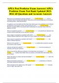APEA Post Predictor Exam Answers/ APEA Predictor Exam Test Bank Updated 2023- 2024 All Questions and Accurate Answers