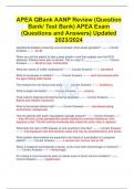 APEA QBank AANP Review &lpar;Question Bank&sol; Test Bank&rpar; APEA Exam &lpar;Questions and Answers&rpar; Updated 2023&sol;2024