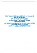 TEST BANK FOR RADIOGRAPHIC IMAGING  AND EXPOSURE  6TH EDITION BY FAUBER  CHAPTER 2: THE EXRAY BEAM  UPDATED 2023  ACTUAL EXAM QUESTIONS WITH ANSWERS  TOP GRADE GUARANTEE  BEST FOR EXAM PREPERATION