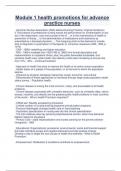 Module 1 health promotions for advance  practice nurses