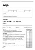 Aqa A level Further Mathematics 7367&sol;2 Question Paper and Mark Scheme June2023