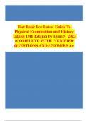 Test Bank For Bates' Guide To Physical Examination and History Taking 13th Edition by Lynn S&period; Bickley 9781496398178 Complete Guide A&plus;