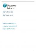Pearson Edexcel GCE Paper 32 mathematics mark scheme (9MAO) mechanics 