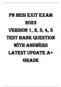 PN HESI EXIT EXAM 2023  VERSION 1, 2, 3, 4, 5 TEST BANK QUESTION WITH ANSWERS LATEST UPDATE A+ GRADE