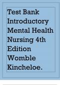 Test Bank Introductory Mental Health Nursing 4th Edition Womble Kincheloe.
