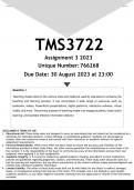 TMS3722 Assignment 3 &lpar;ANSWERS&rpar; 2023 &lpar;&rpar;- DISTINCTION GUARANTEED