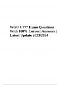 WGU C777 Exam Questions With 100% Correct Answers | Latest Update 2023/2024