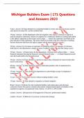 Michigan Builders Exam | 171 Questions and Answers 2023