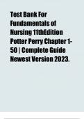 Test Bank For Fundamentals of Nursing 11thEdition Potter Perry Chapter 1-50  Complete Guide Newest Version 2023.
