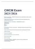 CWCM Exam 2023 Test Bank;consisting of all possible questions and answers and frequently tested ones
