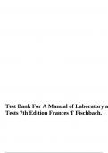 Test Bank For A Manual of Laboratory and Diagnostic Tests 7th Edition Frances T Fischbach.