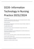 D220- Information  Technology in Nursing  Practice 2023//2024