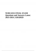 NURS 6551 FINAL EXAM Questions and Answers Latest 2023-2024 | GRADED