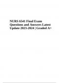 NURS 6541 Final Exam Questions and Answers Latest Update 2023-2024 | Graded A+