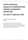 ISC3701 PORTFOLIO Assignment 4 (ANSWERS) 2023 (706369)- GUARANTEED DISTINCTION Due date 8th September 2023