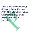 2023 HESI Pharmacology (Pharm) Exam Version 1 (V1) BRAND NEW Q&As Guaranteed Pass w/A+ Actual Screenshots Included.