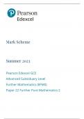Pearson Edexcel GCE Advanced Subsiduary Level Further Mathematics Mrkscheme June 2023 (8FM0 Paper 22 :Further Pure Mathematics 2)