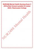 NUR2488 Mental Health Nursing Exam 3 &lpar;50Verified Answers graded A&rpar; &lpar;Latest 2023&rpar;&colon; Rasmussen College