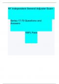 NY Independent General Adjuster Exam - Series 17-70 Questions and Answers 100% Pass 