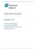 Pearson Edexcel GCE In Economics A Markscheme June 2023 (9EC0 Paper 03:Microeconomics & Macroeconomics)