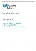 Pearson Edexcel GCE AS Level In Economics B paper 1 Markscheme  2023 &lpar;9EB0&sol;01 &colon;Markets and how  they work&rpar;