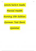 2023/2024 Neebs Mental Health Nursing 5th Edition Gorman Test Bank Updated 