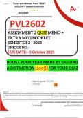 PVL2602 ASSIGNMENT 2 QUIZ MEMO - SEMESTER 2 - 2023 - UNISA - (UNIQUE NUMBER: - ) (DISTINCTION GUARANTEED) – DUE DATE 5 OCTOBER 2023