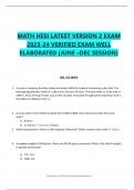 MATH HESI LATEST VERSION 2 EXAM 2023-24 VERIFIED EXAM WELL ELABORATED &lpar;JUNE &ndash;DEC SESSION