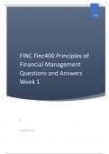 FINC Finc400 Principles of Financial Management Questions and Answers Week 1