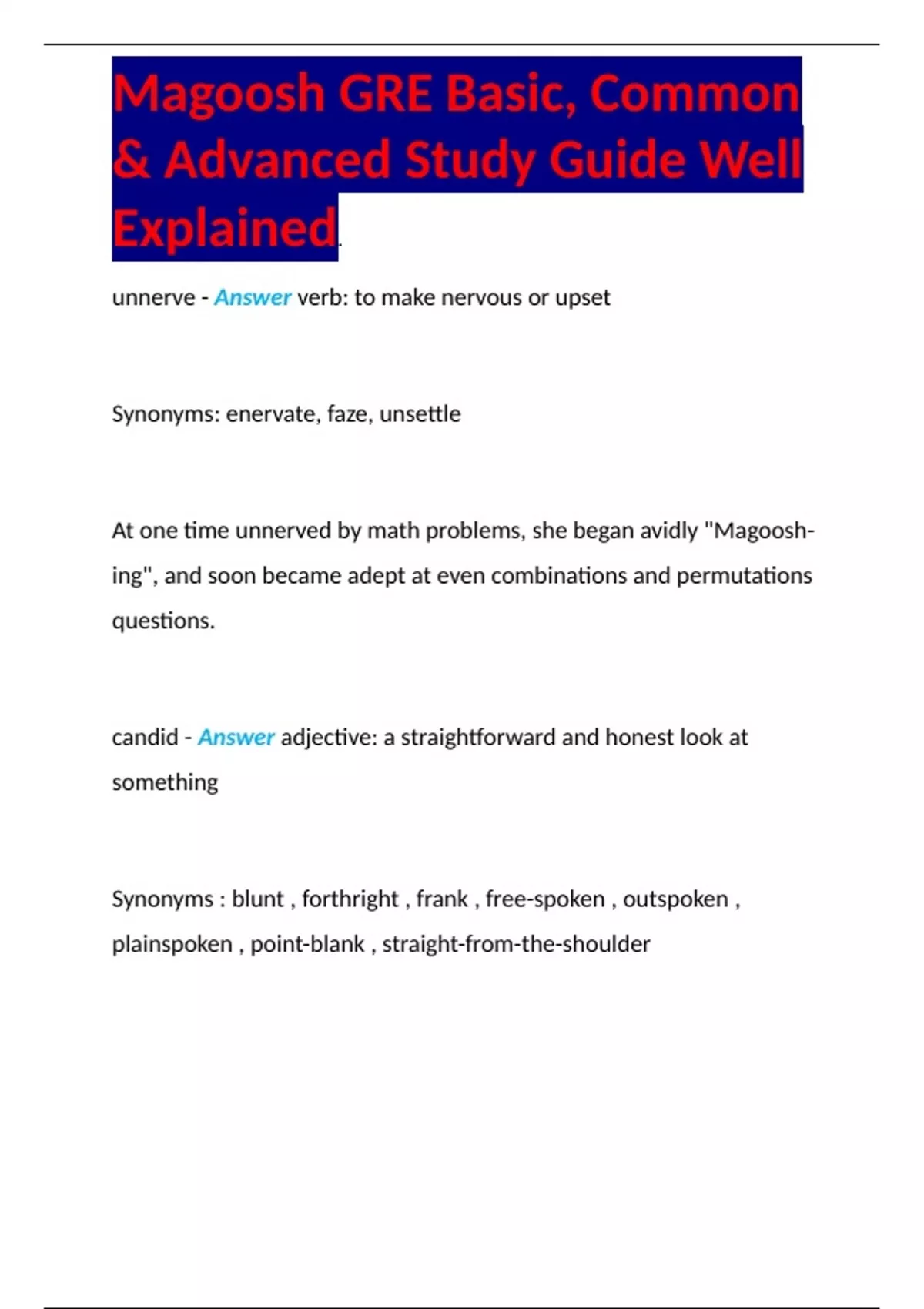 Magoosh GRE Basic, Common & Advanced Study Guide Well Explained. - Magoosh  GRE Basic, Common & Advanced St - Stuvia US