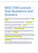 NSG 3100 Lecture Test Questions and Answers 