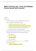  DBPC 610 Exam One - Exam One Multiple Choice Solved 100% Correct!!