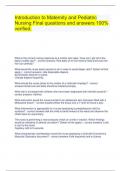 Introduction to Maternity and Pediatric Nursing Final questions and answers 100&percnt; verified&period;