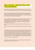 WGU CRITICAL THINKING AND LOGIC PREASSESSMENT&vert;100&percnt; SOLVED&vert;GRADED A&plus;